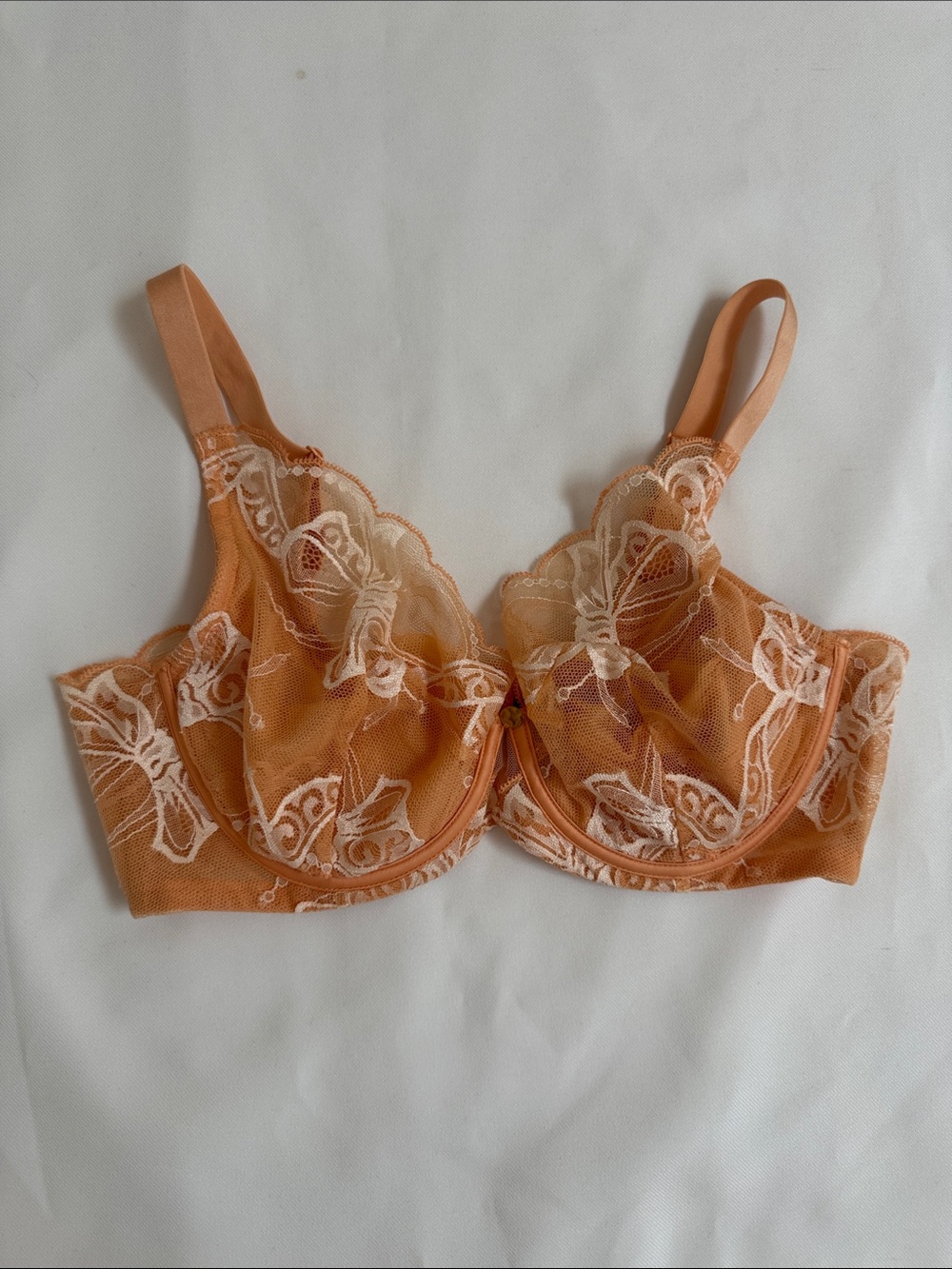 UNDERSTANCE 32D Arabella Sheer Lift Bra in Apricot Lace with FlexWire